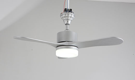 42 Inch Dimmable LED Ceiling Fan Silver Color Remote Control Suspended Mounted