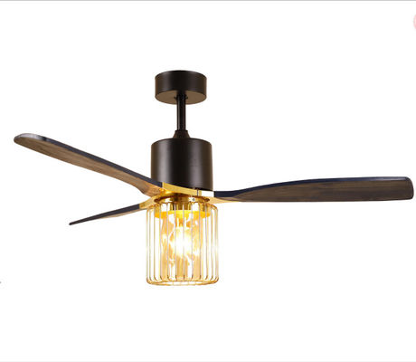 52inch Ceiling Fan With Light Round Shape Solid Wood Blade Design