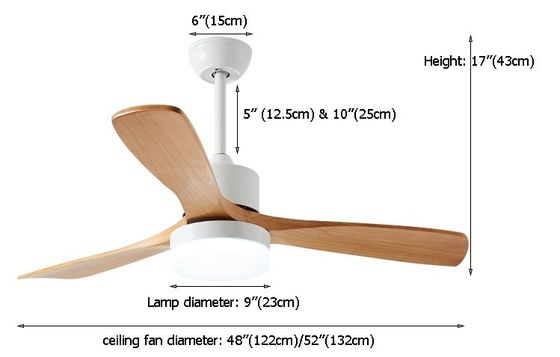 110V 220VDC 35W Metal And Wood Ceiling Fan Light For Living Room