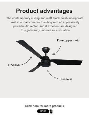 Zhongpai simple design hot selling abs blade ac motor ceiling fan without light