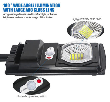 6500K 12v Dc 100W LED Solar Powered Street Light 110lm/W Home Using