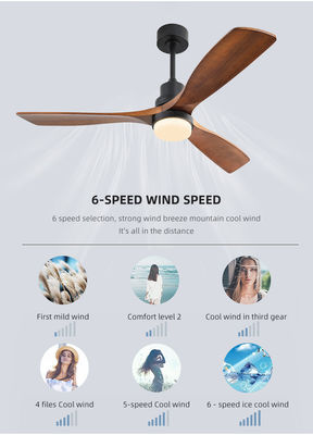 120V AC DC Wood Ceiling Fan Light Remote Control Living Room Chandelier