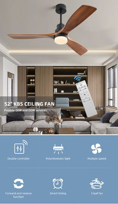 120V AC DC Wood Ceiling Fan Light Remote Control Living Room Chandelier
