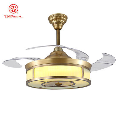 42 inch 3500K Remote Control Retractable Ceiling Fan Light 220VAc Invisible Blades