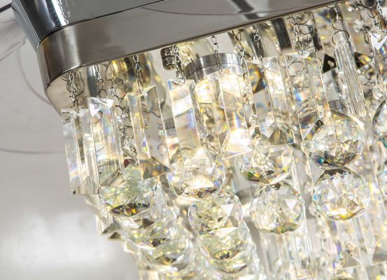 Contemporary 110v 110W Retractable Blade Ceiling Fan Chandelier Santi Nickle Color