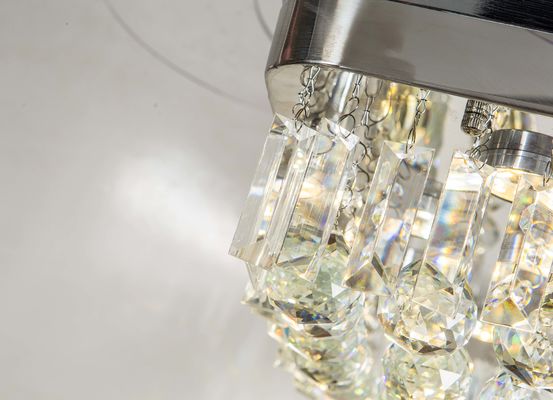 Contemporary 110v 110W Retractable Blade Ceiling Fan Chandelier Santi Nickle Color