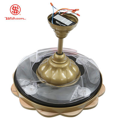 Acrylic Lampshade 150lm/W Gold Retractable Ceiling Fan Light Warm White