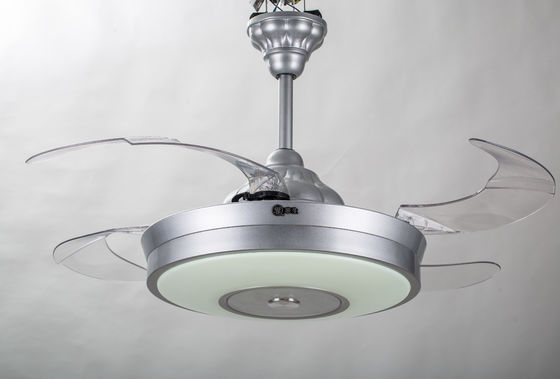6000K 3600lm Fancy Ceiling Fan Lights Silver Collapsible Ceiling Fan With Pop Out Blades