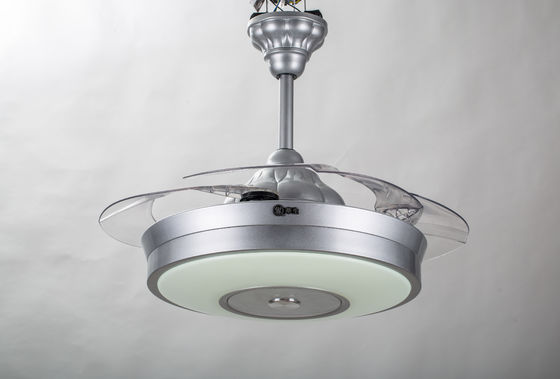 6000K 3600lm Fancy Ceiling Fan Lights Silver Collapsible Ceiling Fan With Pop Out Blades