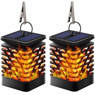 Sparkling 30-40LM 3000K-3500K Solar Flickering Flame Lantern Hanging Solar Garden Light
