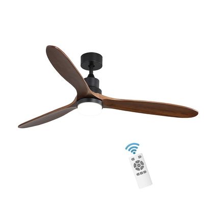 Indoor Remote Control 1500LM Solid Wood Ceiling Fan Light 120V 3000-5000K