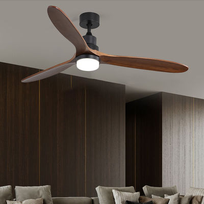 Indoor Remote Control 1500LM Solid Wood Ceiling Fan Light 120V 3000-5000K