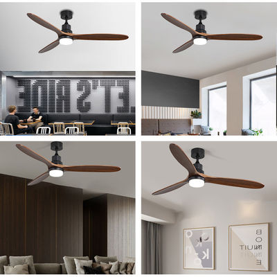 Indoor Remote Control 1500LM Solid Wood Ceiling Fan Light 120V 3000-5000K