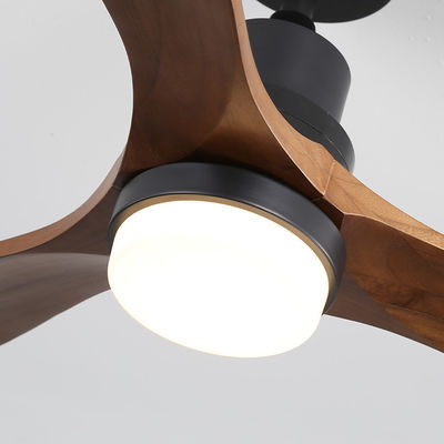 Indoor Remote Control 1500LM Solid Wood Ceiling Fan Light 120V 3000-5000K