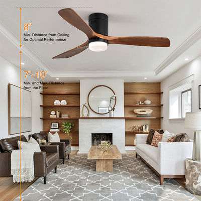 Industrial Style 65 watt Wooden Blade Ceiling Fan 90lm/w 120v ceiling fan lamp