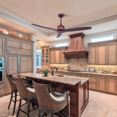 Decorative 110v 75w 52 Inch Flush Mount Ceiling Fan With Light And Remote