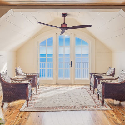 Decorative 110v 75w 52 Inch Flush Mount Ceiling Fan With Light And Remote