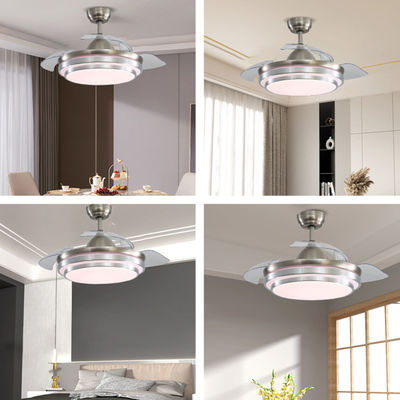 Super Bright  5000K 65W 42 Inch Flush Mount Ceiling Fan With Light retractable