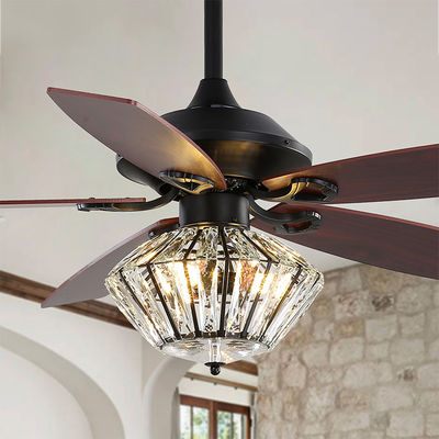 120V 52Inch 5 Metal Blade Matt Black Ceiling Fan With Remote Control For Living Room Indoor