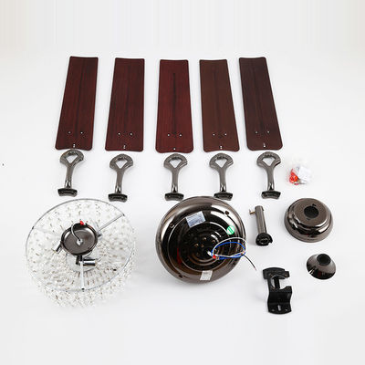 4100K 3600LM Crystal Flush Mount Ceiling Fan Office Ceiling Fan With Light Pull Chain
