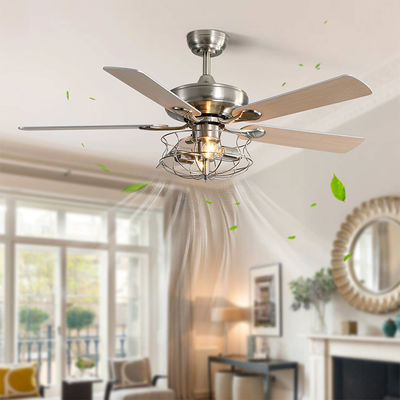 Modern Matte Brown 120V 60w 52 Inch Crystal Ceiling Fan Light European Style