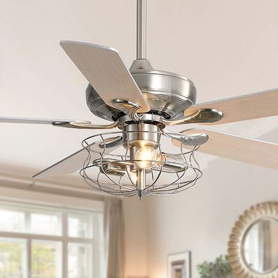 Modern Matte Brown 120V 60w 52 Inch Crystal Ceiling Fan Light European Style