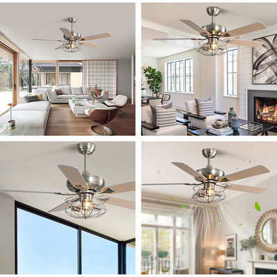 Modern Matte Brown 120V 60w 52 Inch Crystal Ceiling Fan Light European Style