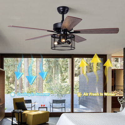 Home Office 5 Plywood 2000LM Crystal Ceiling Fan Light With DC AC Motor