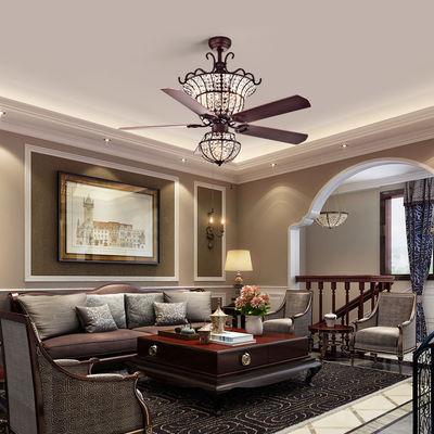 Luxury 6000LM 48 Inch 1220MM Chandelier Crystal Ceiling Fan Light For Living Room