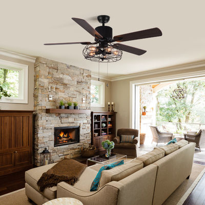 52 Inch Decorative 5 Vane 18w Pull Chain Ceiling Fan Light