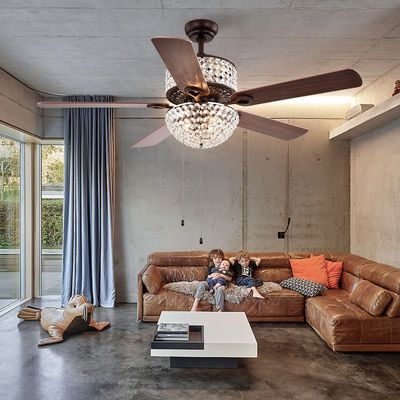 Bedroom AC110V 4100K  Flush Mount Crystal Chandelier Ceiling Fan Remote Control