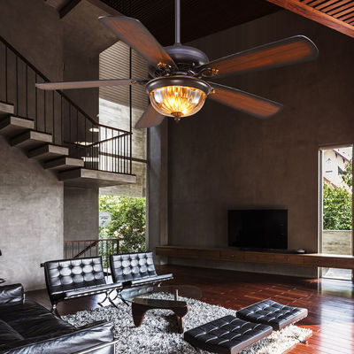 Westing Houses 52cm 110AC Black Crystal Ceiling Fan Light 5 Blades 3 Lampshades