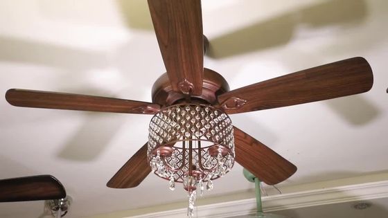 No Noise 18w Antique Bronze Ceiling Fan Glass Lampshade Dining Room Chandelier Fan