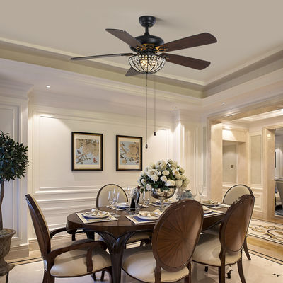 Hotel Villa Apartment Craft 4100K 1320mm Ceiling Fan Crystal Ceiling Fan With Remote