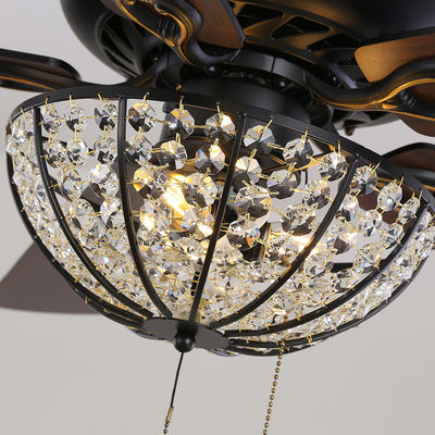 Hotel Villa Apartment Craft 4100K 1320mm Ceiling Fan Crystal Ceiling Fan With Remote