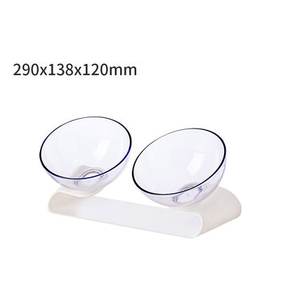 Sustainable Transparent Double Bowl Dog Feeder Tilt Elevated Cat Food Bowls
