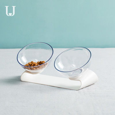 Sustainable Transparent Double Bowl Dog Feeder Tilt Elevated Cat Food Bowls