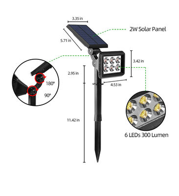 IP65 3.7V 2200MAH LED Solar Landscape Light 300 lumen solar path lights