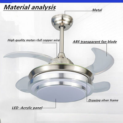 6000k 4000lm Crystal Flush Mount Ceiling Fan Neutral White