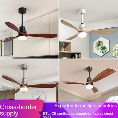 DC Motor Dimmable Ceiling Fan Light Kit 3 Plywood Blades Brushed Gold Color
