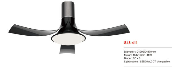 Stylish 48 Inch Remote Dimming LED DC Fan Reversible Ceiling Fan Timer Air Cooling