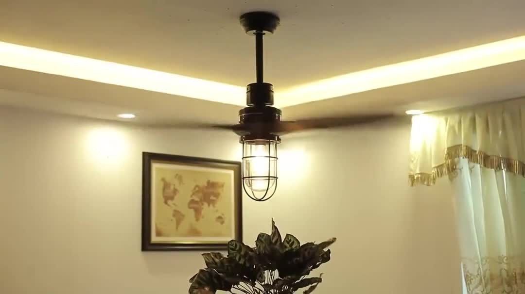 Plywood Blade Vintage Electric 20w Ceiling Fan 52 Inch With Light Decoration For Home